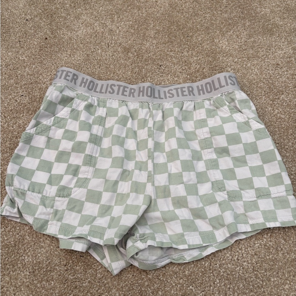 Hollister Green and White Checkered Lounge Shorts